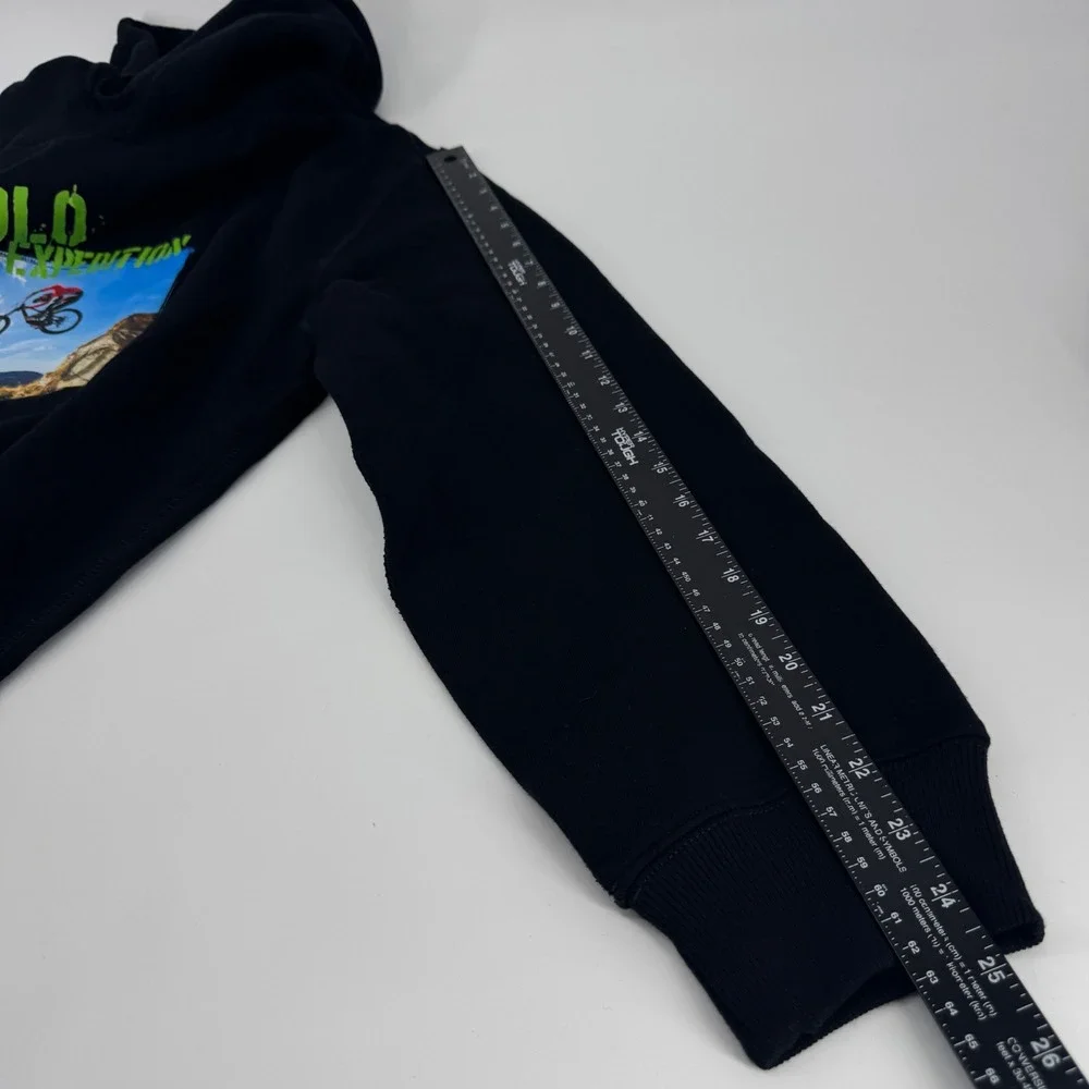 Polo Ralph Lauren Mens Expedition Mountain Bike Graphic Hoodie Black Large NEW